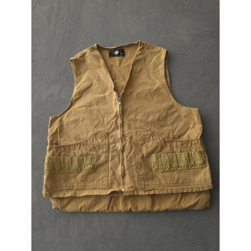 Vintage 1960s Sears Roebuck & Co. Canvas Duck Hunting Vest Talon Zip L Beige